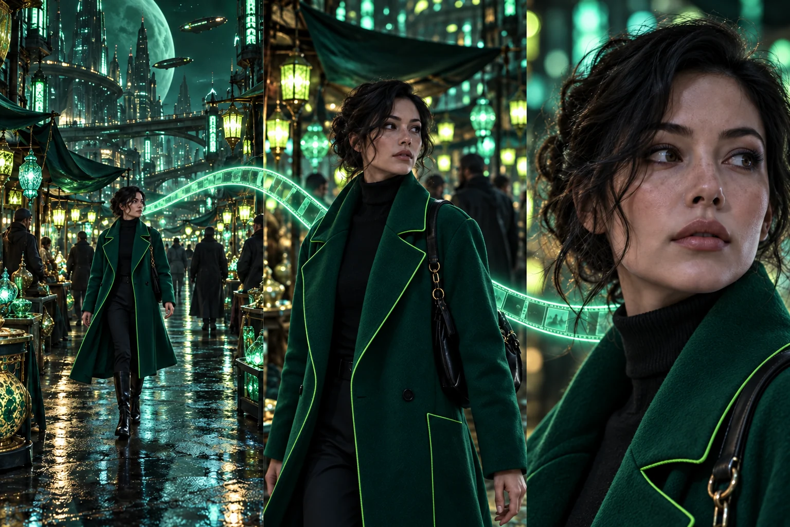 The same character staying recognizable across wide, medium, and close shots